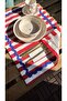 Red and White Striped American Serving Set of 2, Cobalt Blue Zigzag Stripe Detailed Presentation Serving Set 35X50 cm - 6