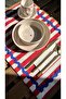 Red and White Striped American Serving Set of 2, Cobalt Blue Zigzag Stripe Detailed Presentation Serving Set 35X50 cm - 5