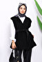 Black Belted Double Pocket Cashmere Vest