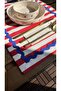 Red and White Striped American Serving Set of 2, Cobalt Blue Zigzag Stripe Detailed Presentation Serving Set 35X50 cm - 3