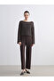 Brown Boat Neck Openwork Women's Knitwear Sweater - 2