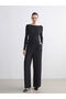 Lcw Everyday Black Boat Neck Stone-Embellished Blouse - 3
