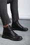 Genuine Leather Zippered Men's Leather Boots with Fur Inside - 3