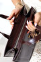 Women's Colorful Modern Design Leather Look Shoulder and Hand Bag with Scarf Detail - 8