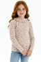 Viscose Flower Patterned Collar Detailed Girl's T-shirt - Cream - 2