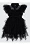Tulle Dress with Belt for Ages 6-12 - Black 8-9 Years - 2