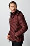 Bordo Standart Fit Kapüşonlu Kapitone Şişme Spor Erkek Mont - 5