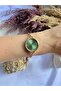 Round Vintage Inside Green Gold Women's Wristwatch