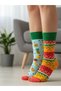 Left and Right Colored Pineapple Watermelon Patterned Socks
