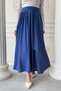 Pleated Belt Detail Cobalt Blue Skirt - 4