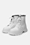 Brook White Color Lace-Up Women's Ankle Boots with Fur - 2