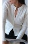 Una Fiaba Cream Color Long Sleeve Buttoned Hair Knitwear Cardigan