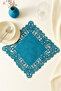 Blue Suede Fabric Square Charger American Service Set 6 Pieces 35x35cm - 3