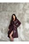 Women's Belted Burgundy Leather Trench Coat