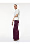 Straight Fit Long Wide Leg Pants with Ribbed Detail - 2