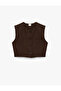 Buttoned Crew Neck Crop Vest - 3