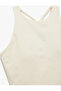 Sleeveless Crew Neck Interlock Cross Back Strap Covered Sports Bra - 5