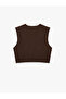 Buttoned Crew Neck Crop Vest - 4