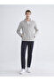 Gray Standard Fit Polo Neck Men's Zippered Sweatshirt - 2
