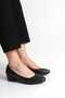 Genuine Leather Black Low Heeled Square Toe Stewardess Shoes - 5
