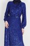 Bow Detail Sequin Evening Dress 50232 - 4