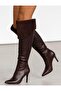 Women's Genuine Brown Over-The-Knee Stiletto Boots 576