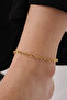 Steel Textured Chain Anklet Suitable for Daily Use Minimal Thin Interlocking Rings 4mm 22Cm+4Cm - 4