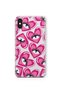 iPhone XS Max Compatible Pink Heart Eye Pattern Transparent Phone Case