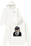 Patron Design Printed Oversized White Hooded Sweatshirt