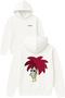 Curly Yellow Design Printed Oversized White Hooded Sweatshirt