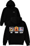 Eat Train Sleep Design Printed Oversized Black Hooded Sweatshirt