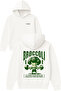 Brocolı Adam Design Printed Oversized White Hooded Sweatshirt