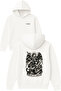 Quıt Us Delus Design Printed Oversized White Hooded Sweatshirt