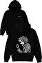 Charcoal Joker Design Printed Oversized Black Hooded Sweatshirt