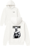 Gym Discipline Design Printed Oversized White Hooded Sweatshirt