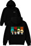 4 Agent Suits Design Printed Oversized Black Hooded Sweatshirt