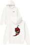 Angry Pepper Design Printed Oversized White Hooded Sweatshirt