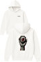 Mummy Eye Design Printed Oversized White Hooded Sweatshirt