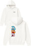Gumbal Darwın Rabbit Design Printed Oversized White Hooded Sweatshirt