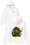 Green Snake Design Printed Oversized White Hooded Sweatshirt
