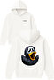 Skeleton Duck Design Printed Oversized White Hooded Sweatshirt