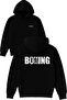 Cool Boxing Design Printed Oversized Black Hooded Sweatshirt