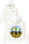 3 Alien Design Printed Oversized White Hooded Sweatshirt