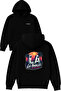 Los Angeles Design Printed Oversized Black Hooded Sweatshirt
