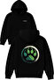 Cat Paw Design Printed Oversized Black Hooded Sweatshirt