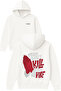 Please Dont El Design Printed Oversized White Hooded Sweatshirt