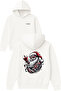 Santa Claus Design Printed Oversized White Hooded Sweatshirt