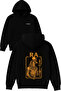 Printed Oversized Black Hooded Sweatshirt