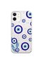 iPhone 12 Compatible Transparent Phone Case with Night Evil Eye Pattern