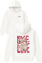 Love Is Love Design Printed Oversized White Hooded Sweatshirt